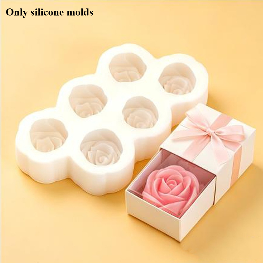 Soap Making Fragrance - 6'lı Gül Çiçeği Silikon Mum Kalıbı